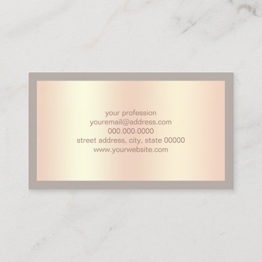 Modernes elegantes kupfernes Rosengold u. grauer Visitenkarte (Rückseite)