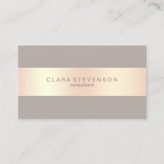 Modernes elegantes kupfernes Rosengold u. grauer Visitenkarte (Vorderseite)