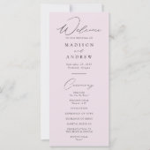 Modernes, elegantes Lavendel-Hochzeitsprogramm (Vorderseite)