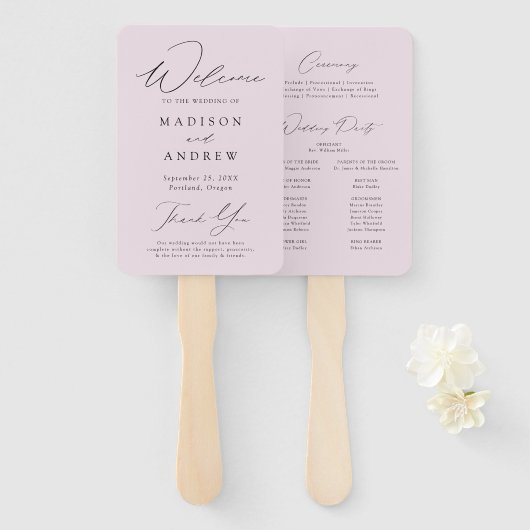 Modernes, elegantes Lavendel-Hochzeitsprogramm Fächer (Vorne und Hinten)