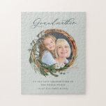 Modernes, elegantes, leafarbenes Foto Großmutter Puzzle<br><div class="desc">Lass,  dass eine besondere Person weiß,  dass sie die Weltbeste Großmutter mit diesem modernen minimalen Aquarell eucalyptus foliage und Typografie Design,  fügen Sie Ihr eigenes Foto. Schönes nachdenkliches Geschenk.</div>