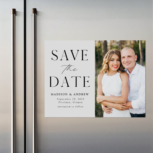 Modernes Elegantes Light Grau Foto Save the Date Magneteinladung