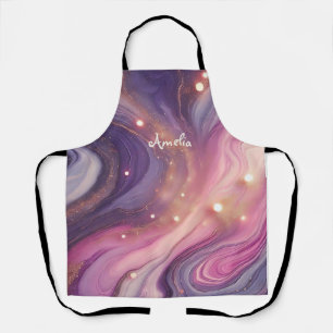 Modernes, elegantes Lila Goldmarmor Personalisiert Schürze