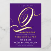 Modernes elegantes Lila Quinceañera Party Folieneinladung (Vorderseite)