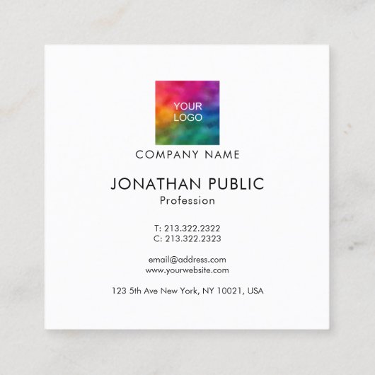 Modernes, elegantes Logo für Ihr Unternehmen Beruf Quadratische Visitenkarte (Rückseite)