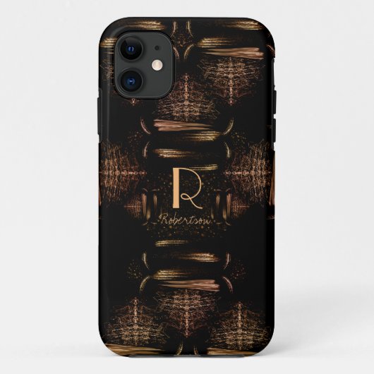 Modernes elegantes, luxuriöses Black and Gold Mono Case-Mate iPhone Hülle (Rückseite)