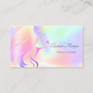 Modernes elegantes Mädchen-Gesicht Silhouette Holo Visitenkarte