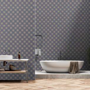 Modernes, elegantes Mandala-Blume-Muster Dusty Blu Tapete