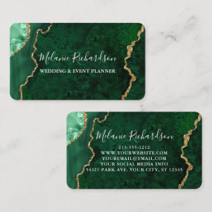 Modernes elegantes Marble Agate Geode Gold Green Visitenkarte