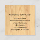 Modernes elegantes Markenlogo Rustikales Holz Quadratische Visitenkarte (Rückseite)