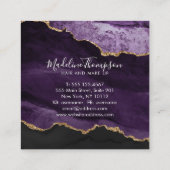 Modernes, elegantes Marmor-Agate-Lila-Gold-Monogra Quadratische Visitenkarte (Rückseite)