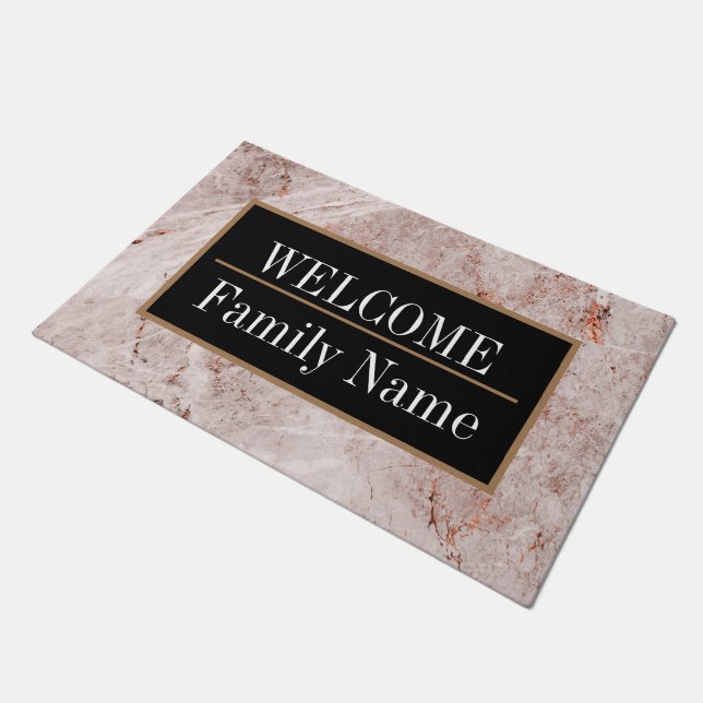 Modernes elegantes Marmorbad Willkommen Fußmatte (Schrägansicht)
