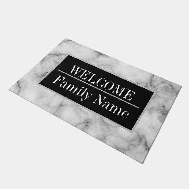 Modernes elegantes Marmorbad Willkommen Fußmatte (Schrägansicht)
