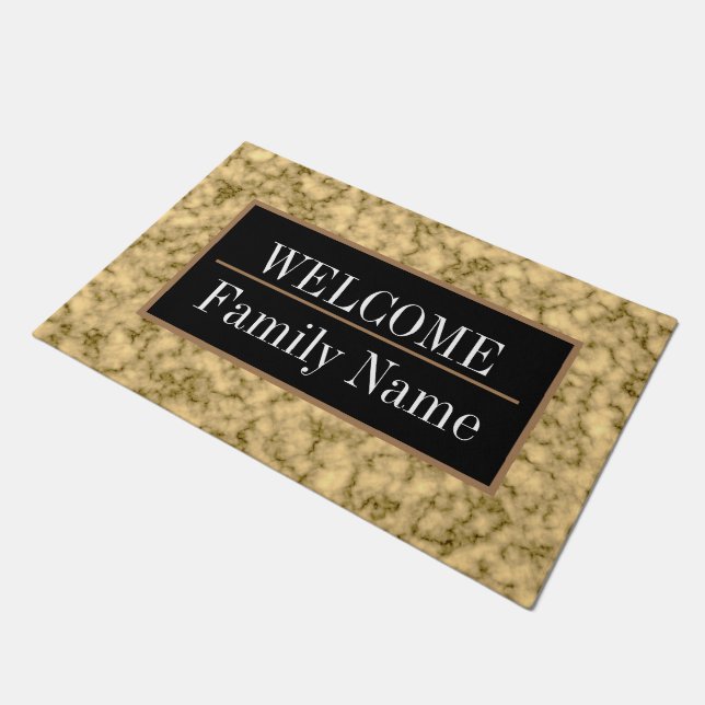 Modernes elegantes Marmorbad Willkommen Fußmatte (Schrägansicht)