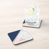 Modernes, elegantes Marmormonogramm Getränkeuntersetzer (Rechte Seite)