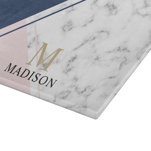Modernes, elegantes Marmormonogramm Schneidebrett (Ecke)