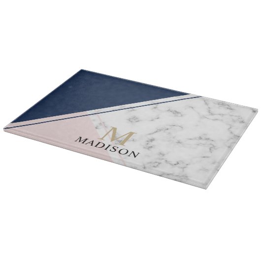 Modernes, elegantes Marmormonogramm Schneidebrett (Ecke)