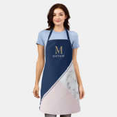 Modernes, elegantes Marmormonogramm Schürze (Getragen)
