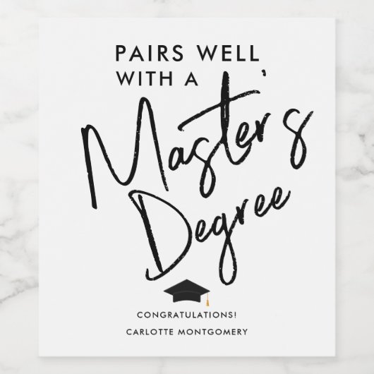 Modernes, elegantes Master-Abitur Weinetikett (Einzelnes Label)