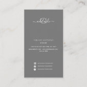 Modernes elegantes Menü mit einem schlichten graue Visitenkarte (Vorderseite)