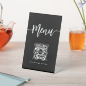 Modernes, elegantes Menü Skript QR Code Schwarz Sockelschild (In SItu)