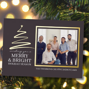 Modernes Elegantes Merry Bright Team Foto Weihnach Folien Feiertagskarte