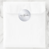 Modernes, elegantes, metallisches Silber-Look Mono Runder Aufkleber (Tasche)