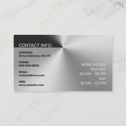 Modernes, elegantes Metallsilber Visitenkarte (Rückseite)