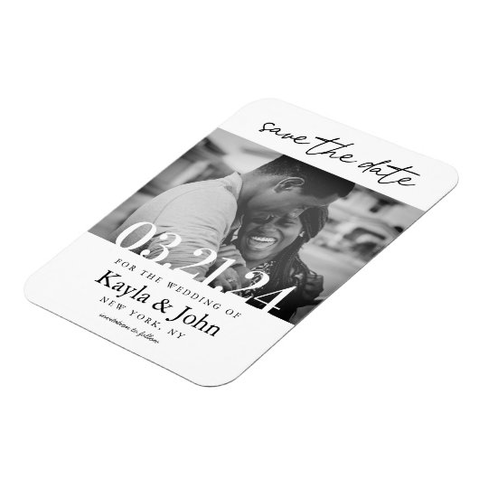 Modernes Elegantes Minimal Klassisches Weiß Save t Magnet (Linke Seite)