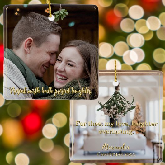 Modernes elegantes Minimal-Script-Zitat Mistletoe  Keramikornament