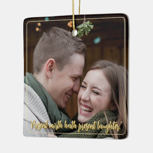 Modernes elegantes Minimal-Script-Zitat Mistletoe Keramikornament (Links)