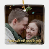 Modernes elegantes Minimal-Script-Zitat Mistletoe  Keramikornament (Vorderseite)