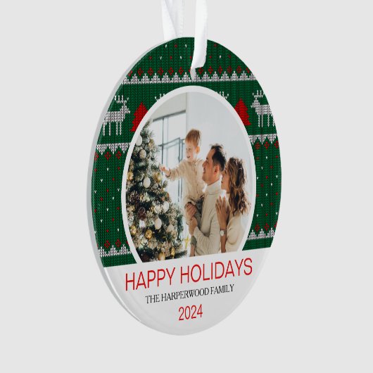 Modernes Elegantes Minimales Weihnachtsfamilien Fo Ornament (Vorderseite)