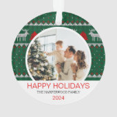 Modernes Elegantes Minimales Weihnachtsfamilien Fo Ornament (Rückseite)