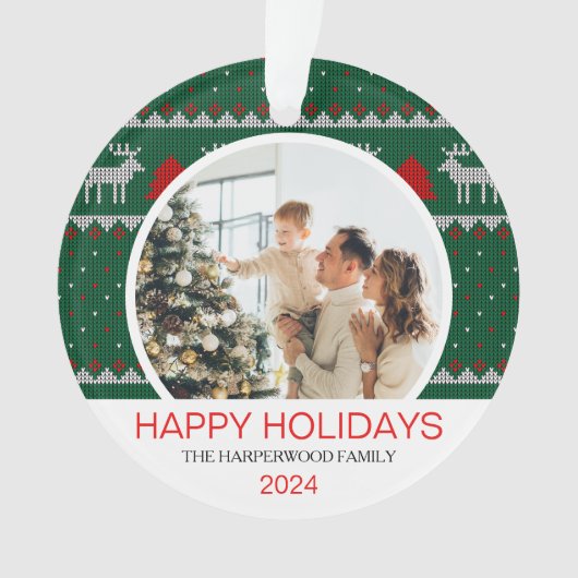 Modernes Elegantes Minimales Weihnachtsfamilien Fo Ornament (Vorderseite)