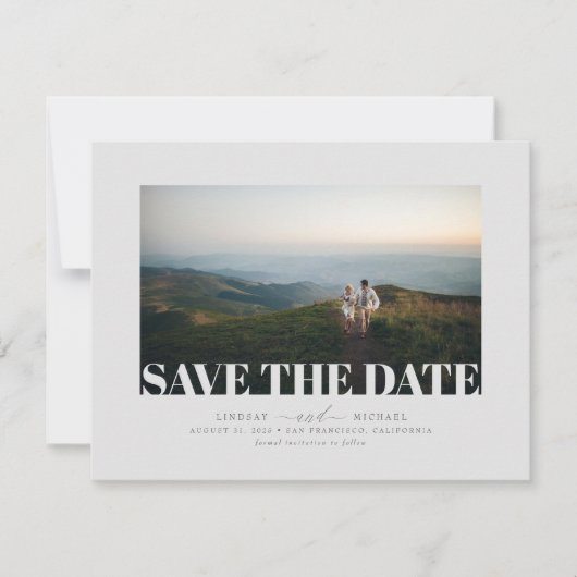 Modernes, elegantes, Minimalistisch-grau-Save the Save The Date (Vorderseite)