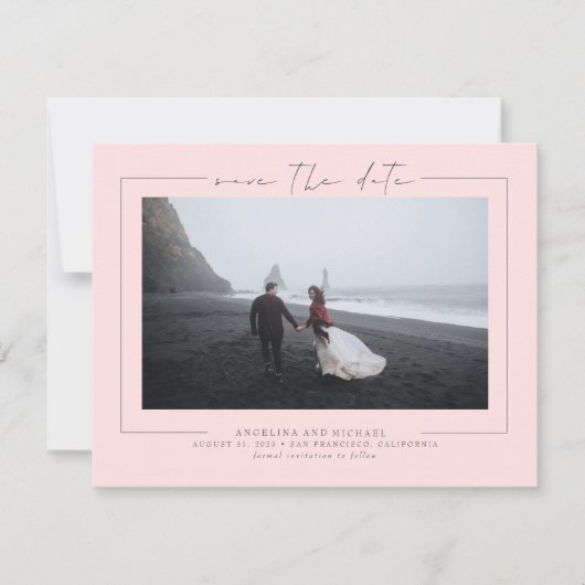Modernes elegantes, Minimalistisch rosa Save the D Date (Vorderseite)