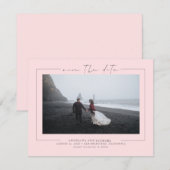 Modernes elegantes, Minimalistisch rosa Save the D Date (Vorne/Hinten)