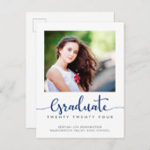 Modernes elegantes Minimalistisches Abschluss Scri Ankündigungspostkarte (Vorne/Hinten)