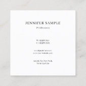 Modernes, elegantes, Minimalistisches Berufliches  Quadratische Visitenkarte (Rückseite)