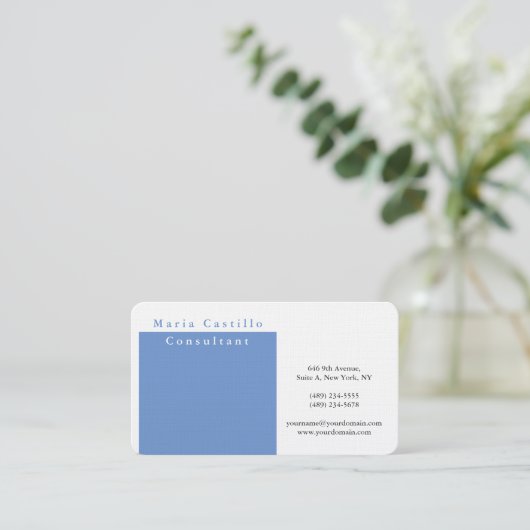 Modernes, elegantes, Minimalistisches blaues Desig Visitenkarte (Stehend Vorderseite)