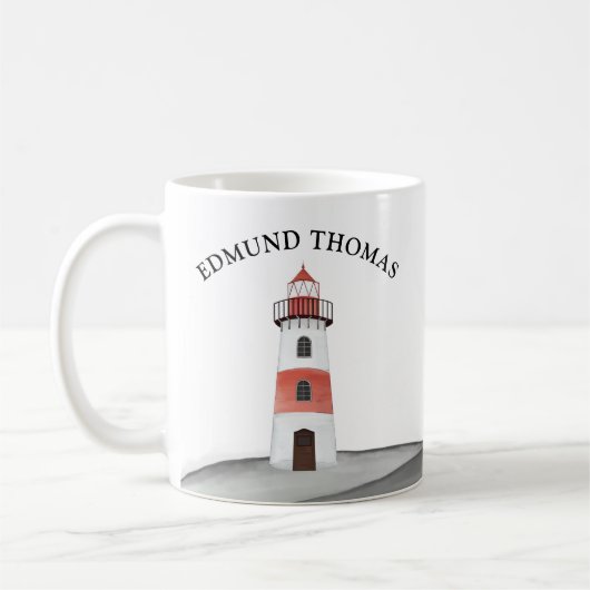 Modernes, elegantes Minimalistisches Leuchtturm Kaffeetasse (Links)