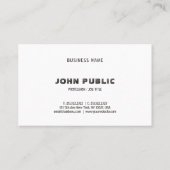 Modernes, elegantes, Minimalistisches Schwarz-weiß Visitenkarte (Rückseite)