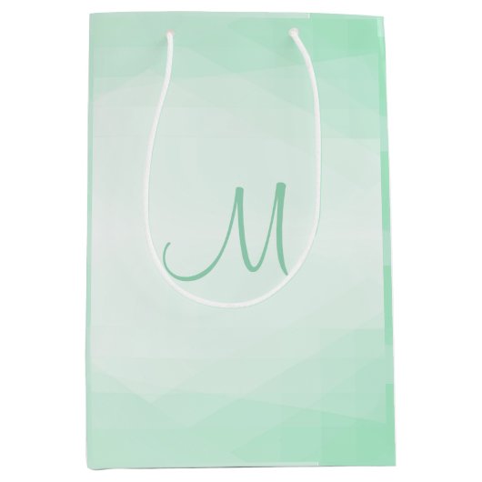 Modernes, elegantes, Mint Green Color Monogram Mittlere Geschenktüte (Vorderseite)