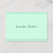 Modernes, elegantes Mint Green Script Monogram Visitenkarte (Vorderseite)
