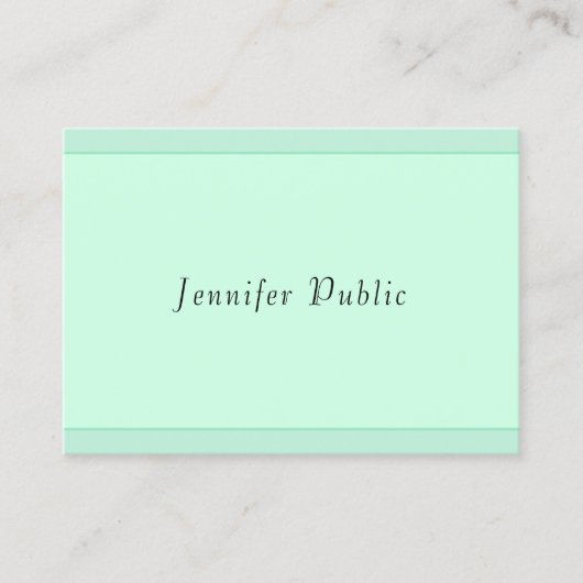 Modernes, elegantes Mint Green Script Monogram Visitenkarte (Vorderseite)