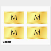 Modernes, elegantes Mit Monogramm Template in Gold Rechteckiger Aufkleber (Blatt)