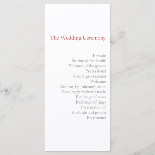 Modernes, elegantes Mongram-Hochzeitsprogramm Programm (Rückseite)