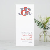 Modernes, elegantes Mongram-Hochzeitsprogramm Programm (Stehend Vorderseite)