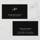 Modernes, elegantes Monogram Beruflich Black Gold Visitenkarte (Vorne/Hinten)